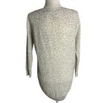 Dynamite  Leopard Print Pullover Sweater S White Stretch Knit V Neck High Low Photo 3