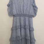 The Clothing Company  size large ruffle baby blue dress v neck shirt sleeve girly Photo 6