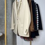 ZARA New  Beige Cream Oversized Faux Leather Boxy One Button Blazer Photo 3