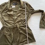 Kendall + Kylie  Military Faux Suede Belted light weight jacket Army green XS Photo 7
