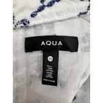 AQUA  Embroidered Crop Top Mock Neck Long‎ Sleeve Blouse White Blue XS Photo 6