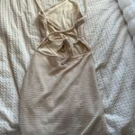 SheIn Beige Waffle-Knit Open Back Dress Photo 1