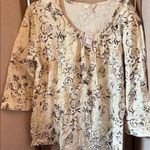 Christopher & Banks  Cream and Brown Patterned Long Sleeve Top xl NWT Photo 0