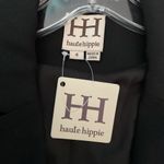 Haute Hippie Black Silk & Lamb Leather Black Suit Riding Dress Jacket Blazer NWT Photo 2