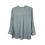 Denim & Co. 3X Blue White Gingham Check Button Front Long Sleeve Top Office Photo 1
