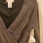 Altar'd State NWT Altar’d State Black Gold Silver Metallic Shimmer Dress Faux Wrap M Photo 4