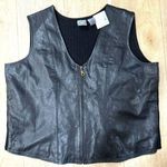 LEATHER BIKER Vest with sweater back AMAZING SHAPE sz XL Black Photo 0
