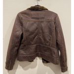 ZARA Fur Collar Zipper Brown Leather Jacket Photo 6