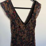 Willow & Clay Floral Print Velvet Burnout Babydoll Mini Dress V-Neck Small Photo 7