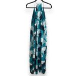 Loft  Womens Floral Racerback Halter Turquoise Maxi A-Line Dress Size 8 Lined Photo 1