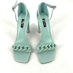 Nine West NWOT Womens Mindful Chain Square Toe Heeled Sandals Mint Green Size 8 Photo 1