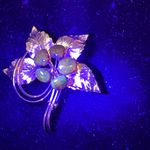 Vintage Gold Tone Amber Colored Berries Brooch Glower Photo 2