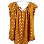 LC Lauren Conrad  Polka Dot Burnt Orange Blouse, Tie Neck, Sz Large Photo 0