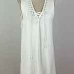 DEREK LAM 10 CROSBY Grommet Embroidery Lace Up Tank Dress White Photo 1
