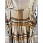 American Eagle  Womens Linen Blend cropped Jumper Romper Sz 0 Ivory Plaid Straps Photo 2