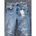 ZARA  Ripped High Rise Slim Jeans Distressed Denim‎ Light Wash Size 4 US NWT Photo 1