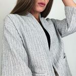 Eileen Fisher  Organic Linen-Cotton Blend Ticking Stripe Jacket in White Size XS Photo 1