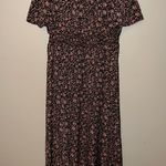 Pink Floral Maxi Short Sleeve Dress NWOT Red Size L Photo 0