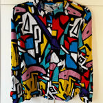 Big Dart Keith Haring Shirt Abstract Wearable Art Funky Print Festival Size 10 Photo 0
