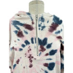 Chaser Linen French Terry Raglan Half Zip Hoodie In Tie Dye Pink Size Large Photo 2