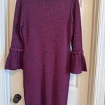 Nina Leonard  Purple Long Sleeve Dress Photo 3