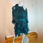 Cinq A Sept Elsa Dress in Everglade Cold Shoulder Ruffle Women’s Size 6 Green Photo 2