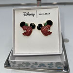 Disney Baublebar Mickey Apple Earrings Red Enamel Crystal Studs Photo 0