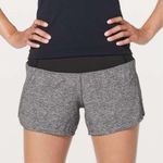 Lululemon Shorts Run Times II 4" Heather Lux Black low rise running pockets Photo 7