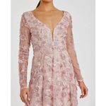 Mac Duggal NWT 70224 Pink Floral Applique Long Sleeve Illusion Gown Sz 10 $398 Photo 3