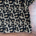 Anthropologie Hutch • Anthro Leopard Top metallic brocade gold black boxy bow neck Photo 7