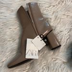 ZARA  BOOTIES SIZE USA 5 Brand New zipper front heel 3” color tan see all photos Photo 9