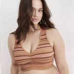 Aerie Superchill Seamless Ruched Bra Crop Tank Top Size Medium M Brown Striped Photo 4