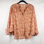 Anthropologie Pilcro Orange White Sydney Floral Bat Sleeve Top Photo 1