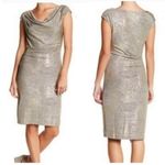Vince Camuto Drape Metallic Gold Dress Photo 8