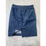 Coldwater Creek  Denim Jean Skirt Blue Size P8 Pencil Dark‎ Wash Knee Stretch Photo 4
