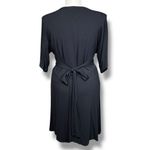 Yansi Fugel Womens Wrap Dress Midi Surplice V Neck Short Sleeve Stretch Black XL Photo 4