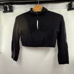 Leith Keith Black Ribbed‎ Knit Turtleneck Cropped Long Sleeve Sweater Photo 4