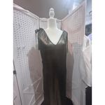 Metallic Gold V Neck Maxi Dress Tie Shoulder Sleeveless Evening Gown Size XL Photo 10