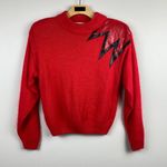 David Benjamin DB Sport Sweater L Red Silk Angora Knit Faux Leather Long Sleeve Size L Photo 8