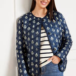 Talbots Quilted Collarless Jacket Ditsy Foulard Size Large Photo 0