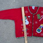 Vintage 90s Nutcracker Bold Winter Christmas Embroidered Cardigan Sweater 3X Red Photo 6