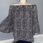 Mud Pie  black white striped off shoulder blouse top shirt womans small Photo 2