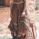 Boutique Saphari Tan/Black Leopard Print Boho Tie Waist Maxi Dress Photo 1