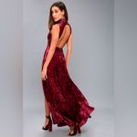 Lulus  whismygoth Burgundy crushed Velvet Backless Maxi Dress party holiday small Photo 6