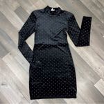 H&M ‎ Velvet Studded Mock Neck Sheath Dress Black Small Long Sleeve Photo 13