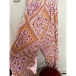 SO  Small Ruched Orange Purple Pink Floral Paisley Romper Boho Beach Jumpsuit Photo 5