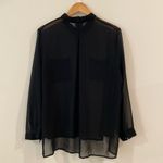 Ambiance Apparel  Black Sheer Button Down long Sleeve size 1X Photo 3