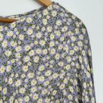 Topshop  Jacquard Fluted Long Sleeve Mini Dress size 10 Lilac Floral Print Photo 3