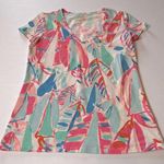 Lilly Pulitzer Small Pink Short Sleeve Shirt Sailboat Nautical Coastal Top *FLAW Photo 0