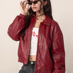 Edikted Halley Faux Leather Bomber Jacket size small Photo 0